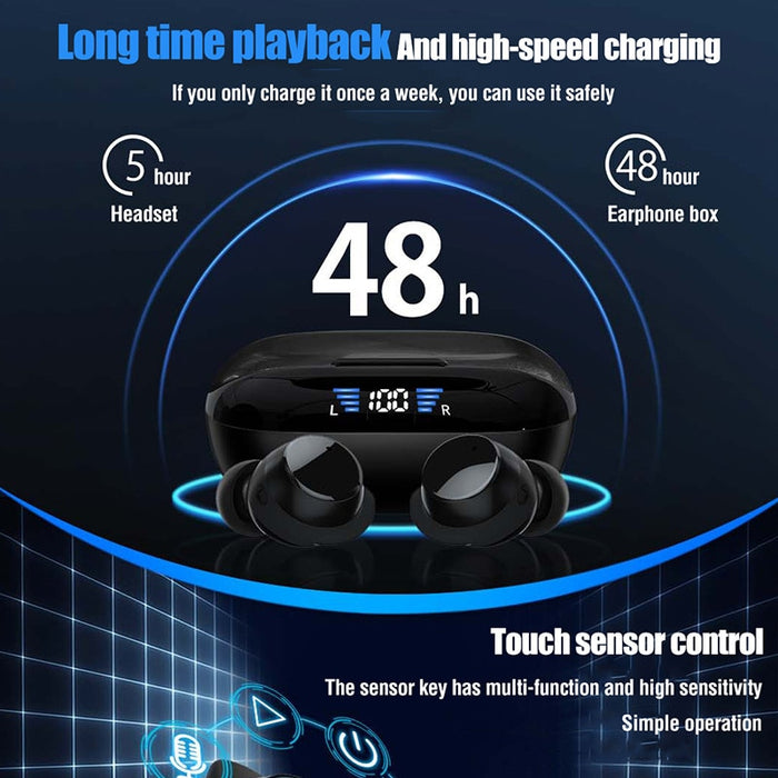TWS Wireless Bluetooth Earphones Sports Small Wireless Earbuds in Ear Deep Bass Headphones with LED Charging Case Microphones