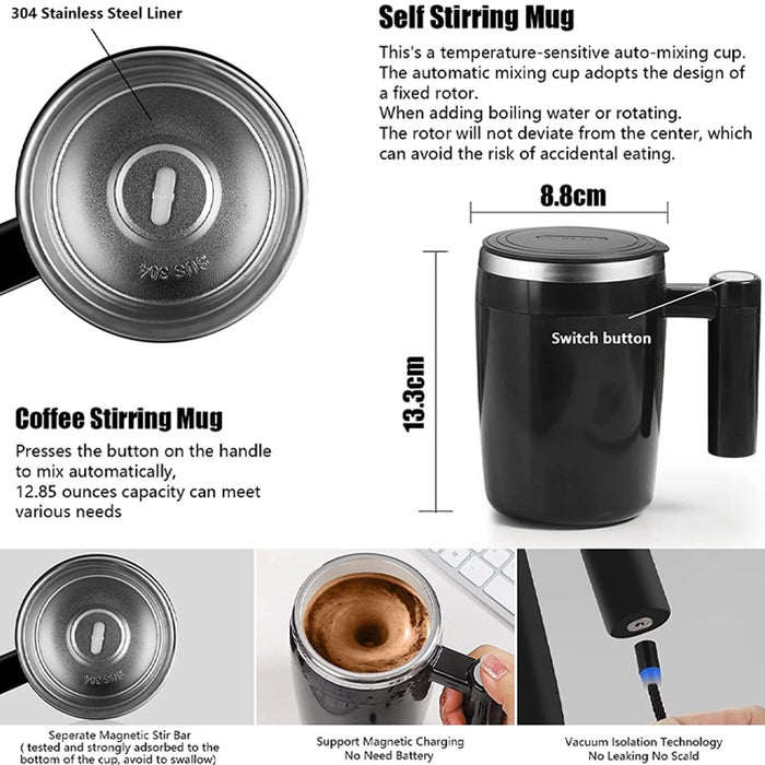 Automatic Self Stirring Cup 304 Stainless Steel Magnetic Mug Smart Coffee Milk Mixer Stir Cup Lazy Office Rotating Water Bottle