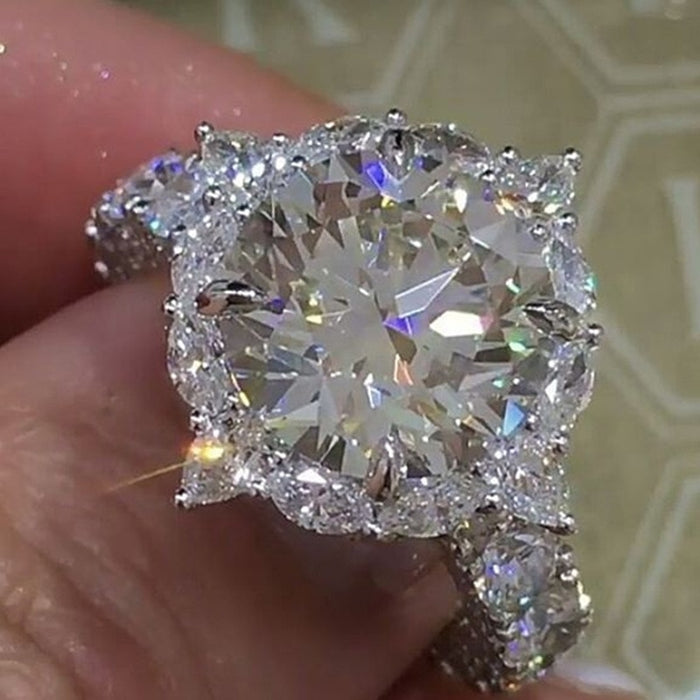 Luxury Women's White Zircon Full Crystal Rings For Women Engagement Ring Wedding Band  Jewelry Size 5-12